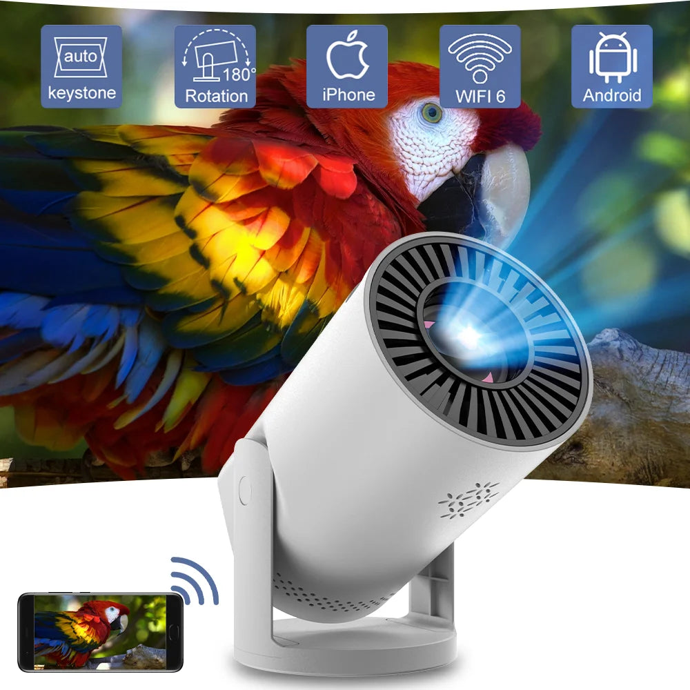 Smart WiFi 6 Mini Projector – HD Wireless Phone Sync