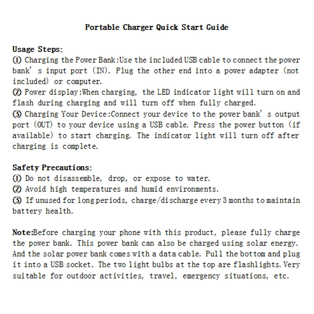 Solar Power Bank – Fast Portable Charger with LED Light