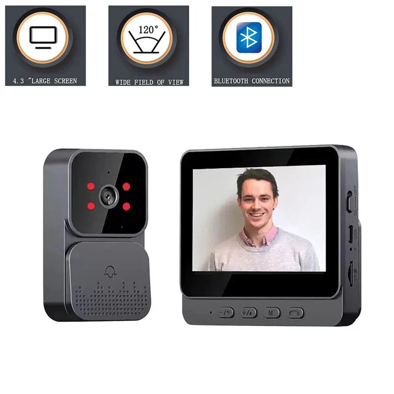 Smart WiFi Video Doorbell with 4.3" HD Screen & Night Vision