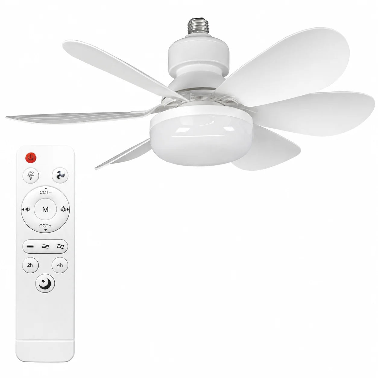 E27 LED Ceiling Fan Light with Remote | 3-Color Dimmable 3000K-6500K