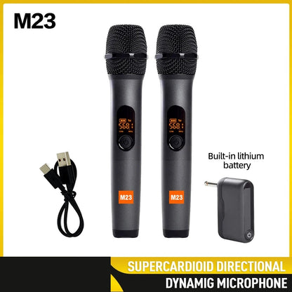 Dual Wireless Microphone System Rechargeable Handheld Karaoke Mic Set