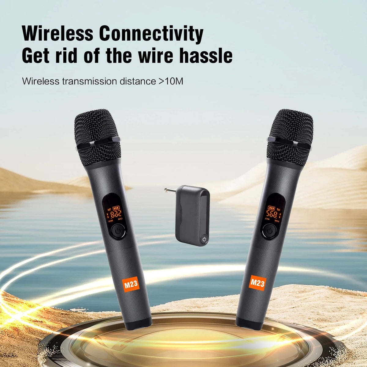 Dual Wireless Microphone System Rechargeable Handheld Karaoke Mic Set