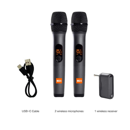 Dual Wireless Microphone System Rechargeable Handheld Karaoke Mic Set