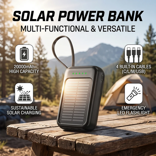 Solar Power Bank – Fast Portable Charger with LED Light