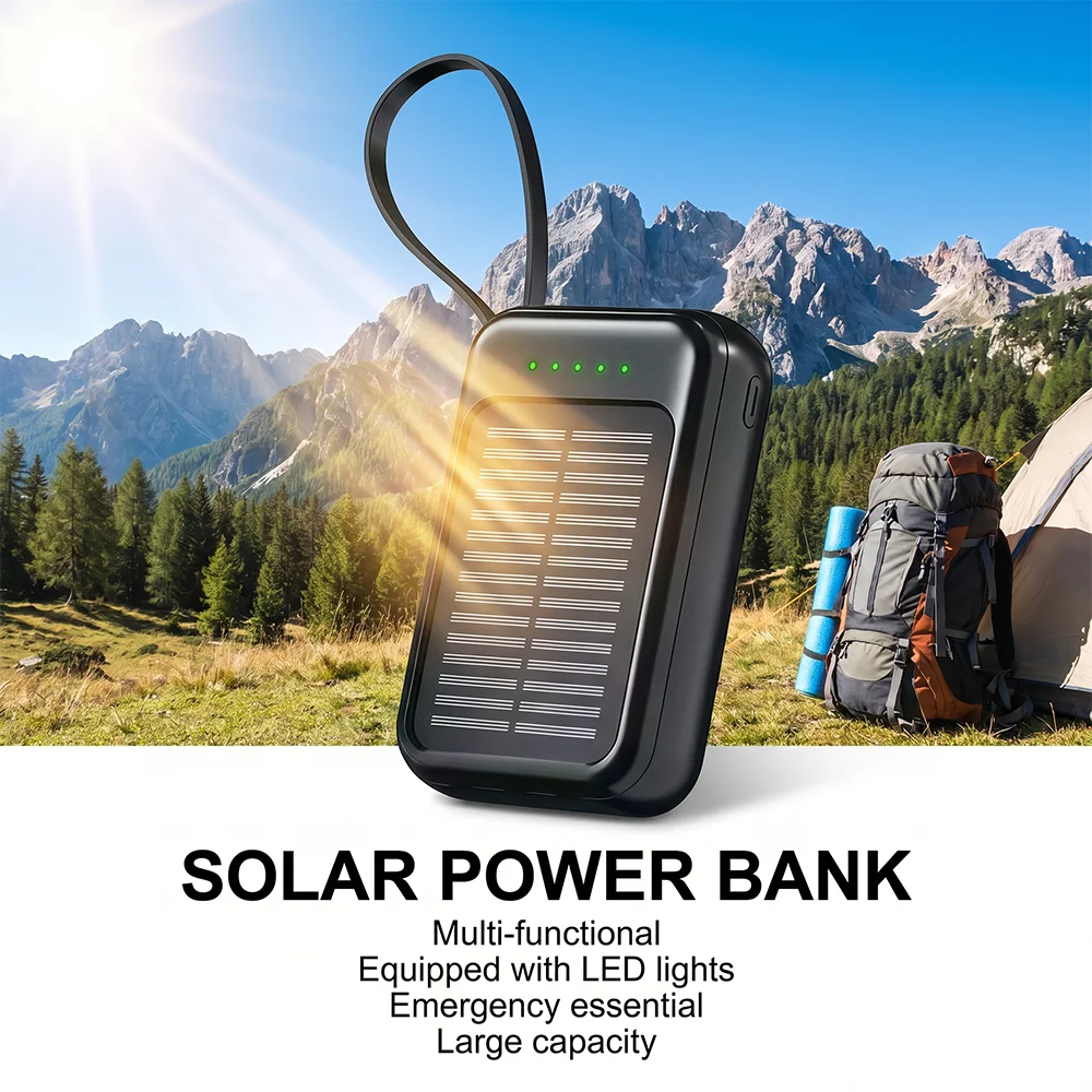 Solar Power Bank – Fast Portable Charger with LED Light