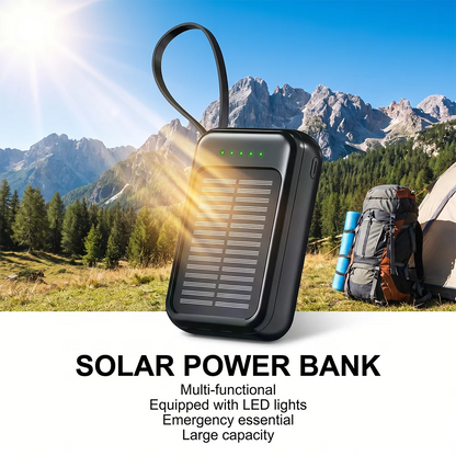 Solar Power Bank – Fast Portable Charger with LED Light
