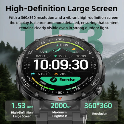 Military Smart Watch for Men | 10ATM Waterproof Bluetooth Call