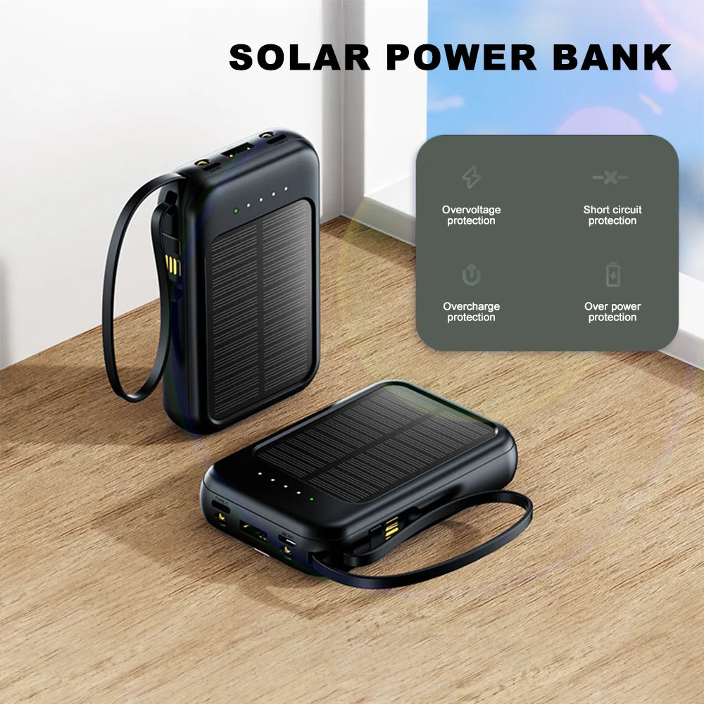 Solar Power Bank – Fast Portable Charger with LED Light
