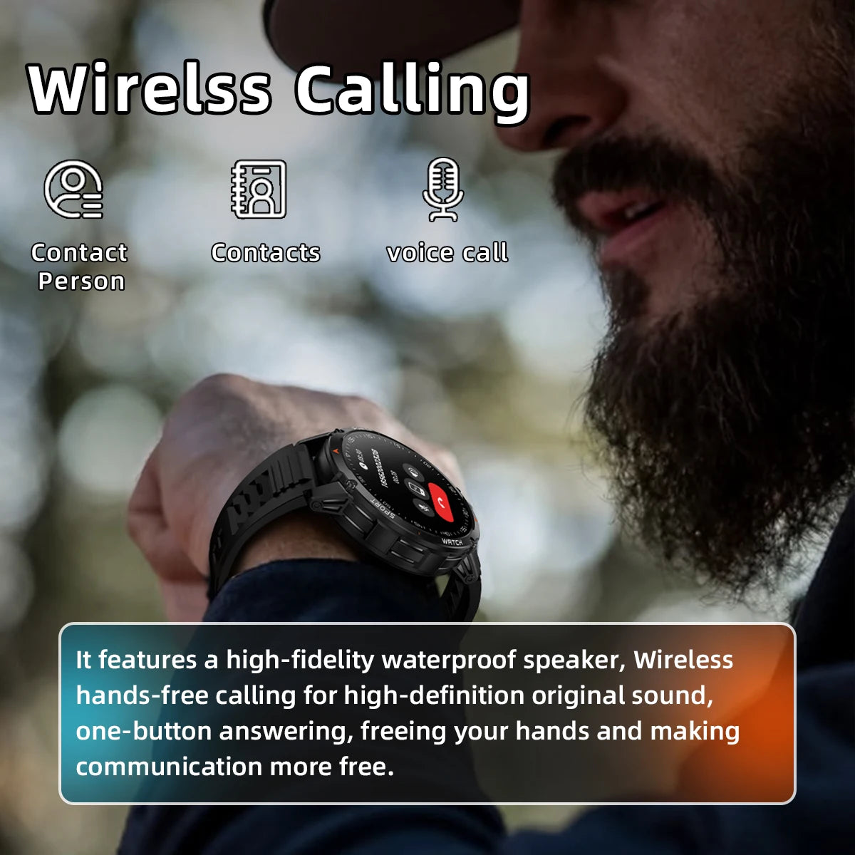 Military Smart Watch for Men | 10ATM Waterproof Bluetooth Call