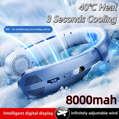 Bladeless Neck Fan – Rechargeable Portable Air Cooler with LED Display