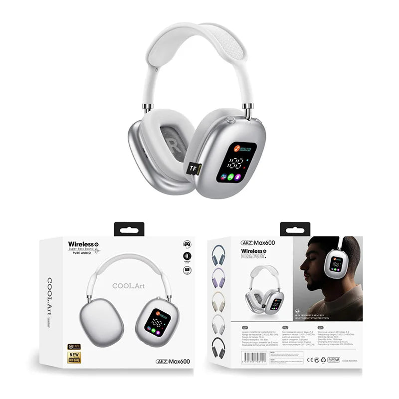 MAX600 Wireless ANC Headphones with Touch LED Display