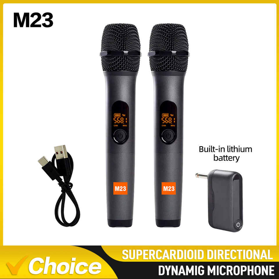 Dual Wireless Microphone System Rechargeable Handheld Karaoke Mic Set