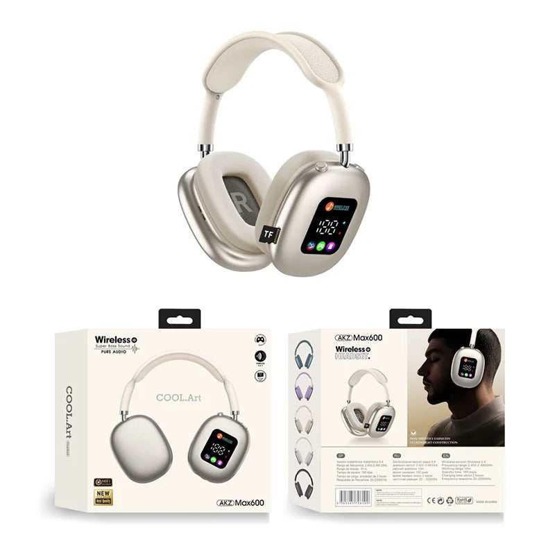 MAX600 Wireless ANC Headphones with Touch LED Display