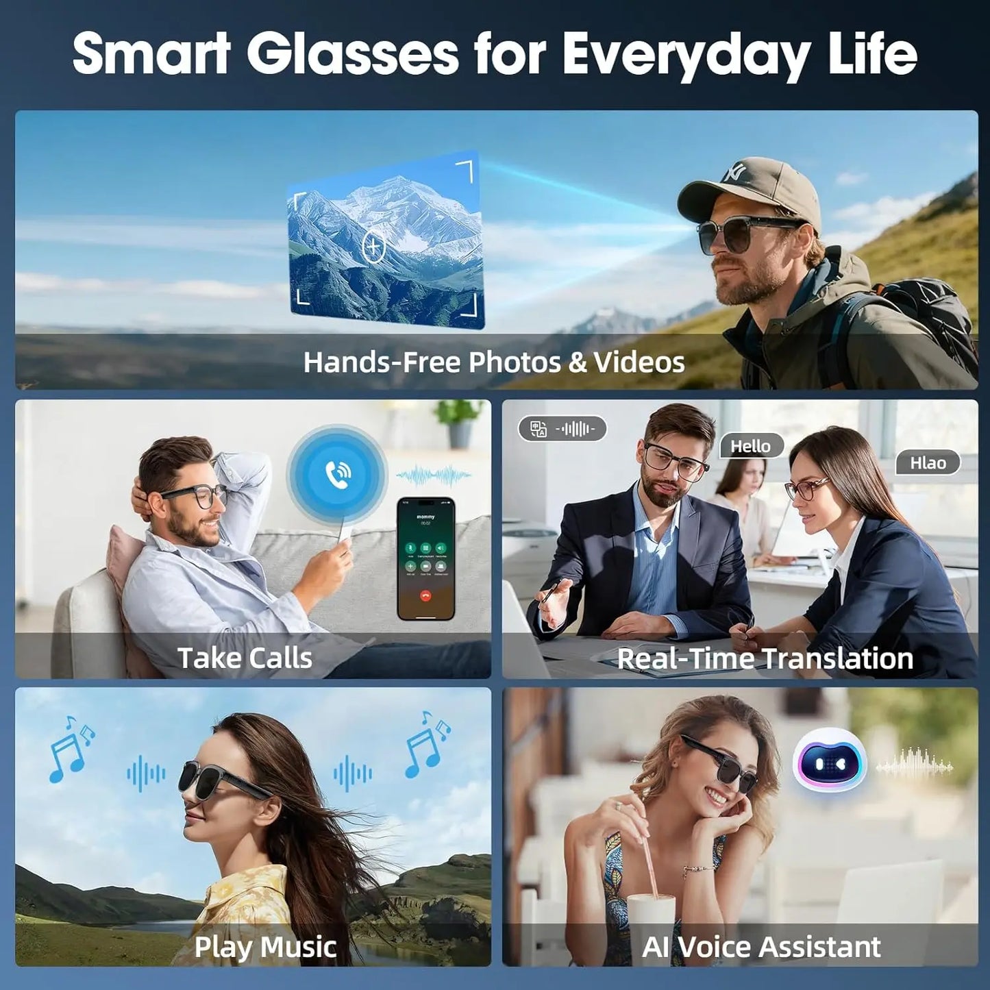 Smart AI Glasses – 1080P HD, ChatGPT & Bluetooth Sunglasses