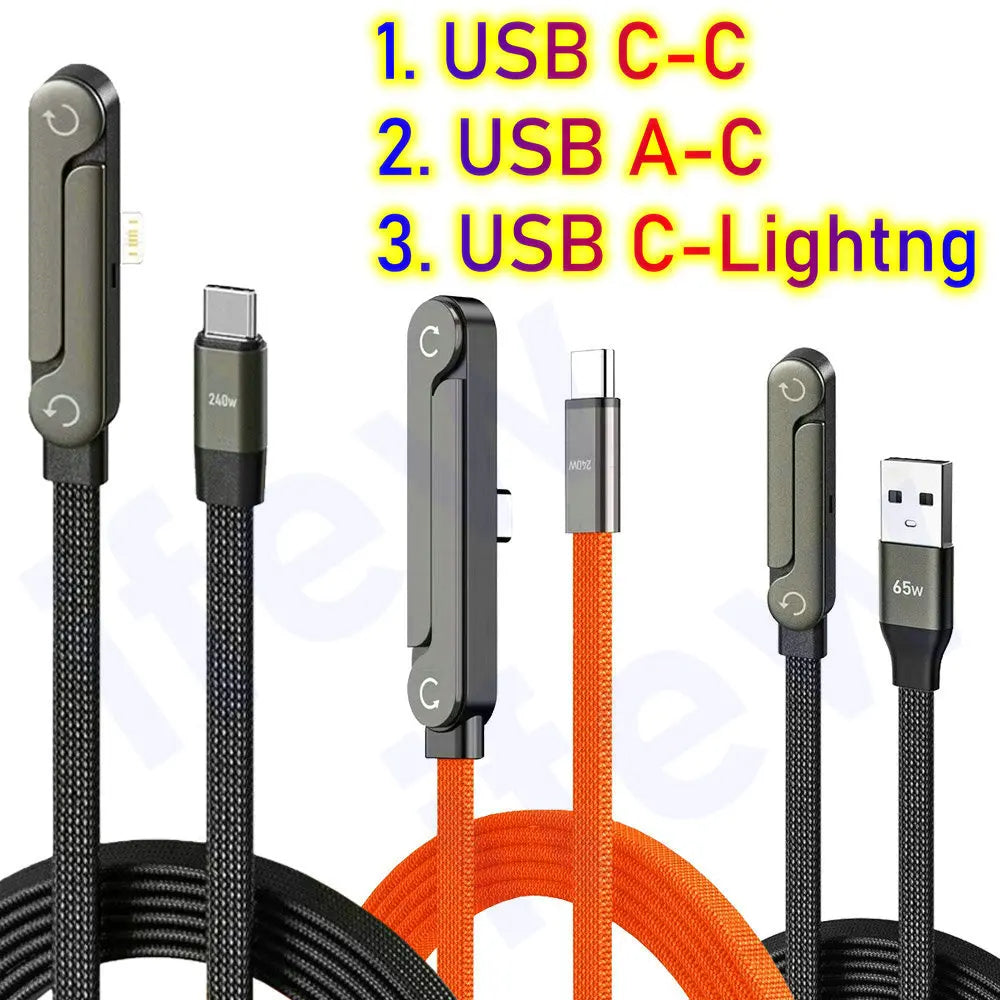 240W Fast Charging Cable with Foldable Stand