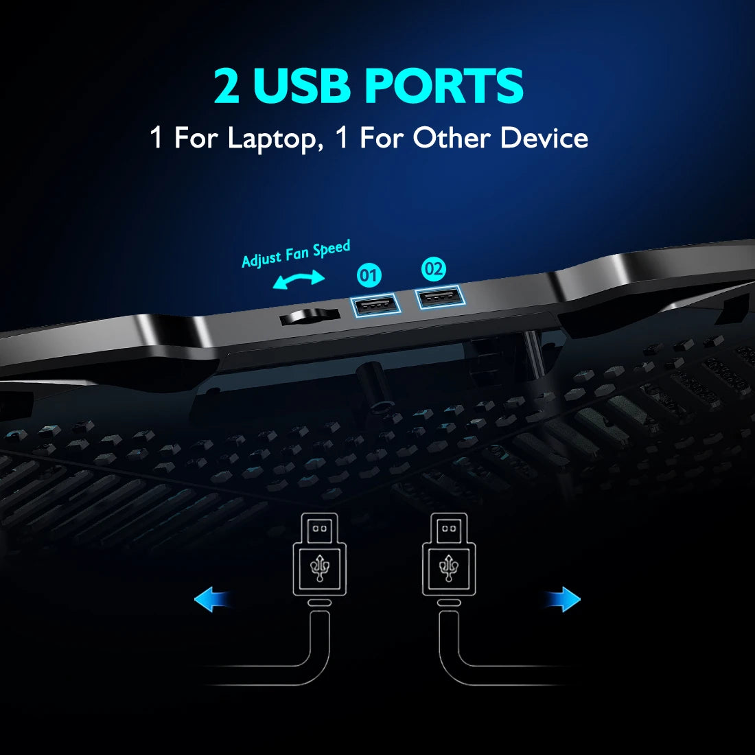 Coolcold Laptop Cooling Pad with 5 Fans & Phone Holder
