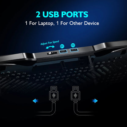 Coolcold Laptop Cooling Pad with 5 Fans & Phone Holder