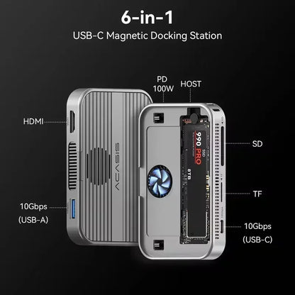ACASIS USB-C M.2 NVMe SSD Enclosure – 10Gbps Magnetic Case for iPhone, Mac & Windows