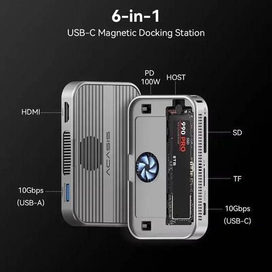 ACASIS USB-C M.2 NVMe SSD Enclosure – 10Gbps Magnetic Case for iPhone, Mac & Windows
