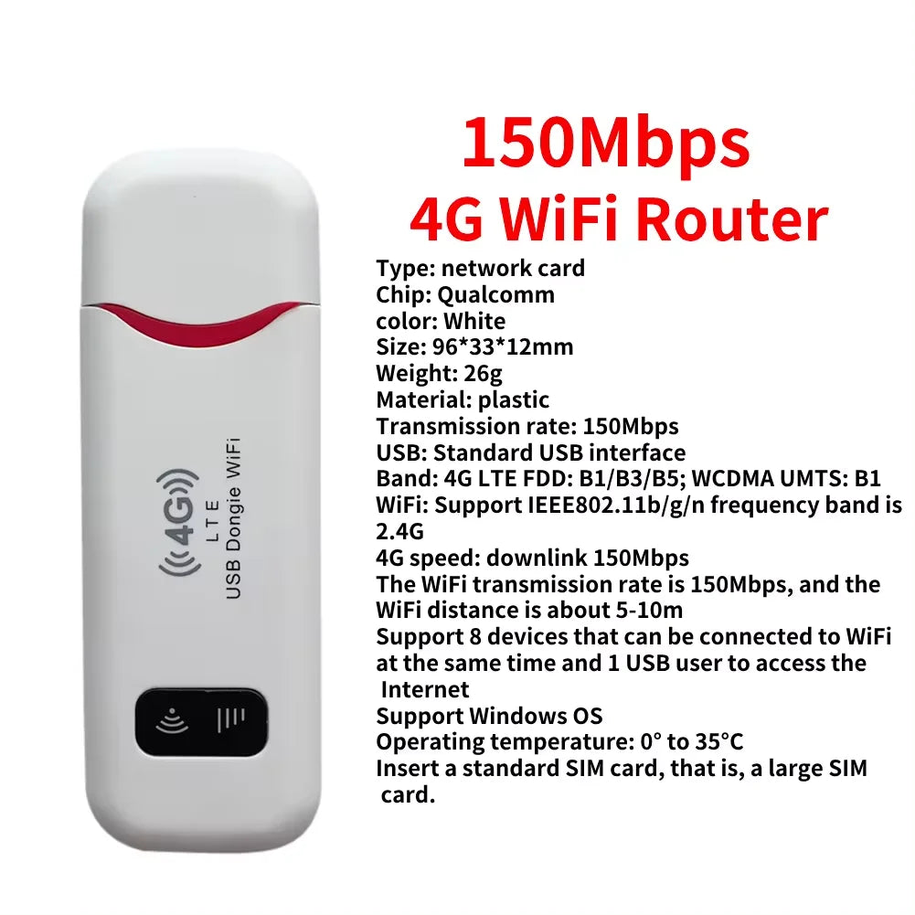 4G LTE USB Mobile WiFi Hotspot 150Mbps