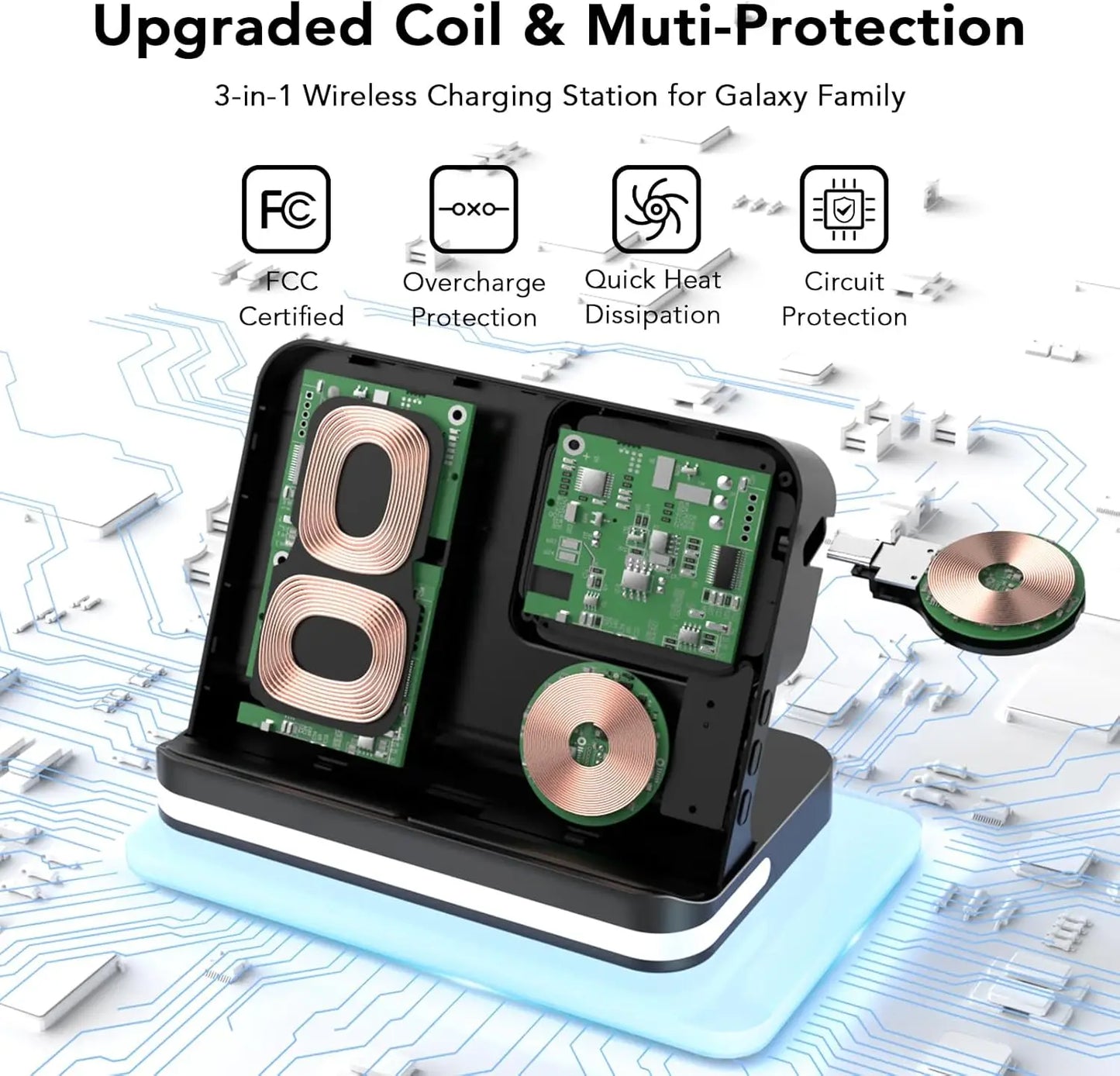 4-in-1 Wireless Charger Alarm Clock Stand | Samsung Galaxy