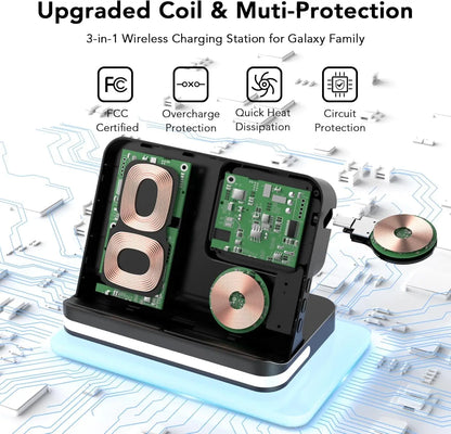 4-in-1 Wireless Charger Alarm Clock Stand | Samsung Galaxy