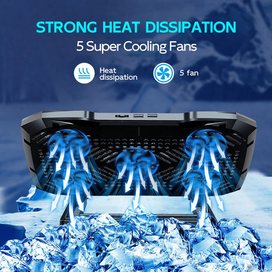 Coolcold Laptop Cooling Pad with 5 Fans & Phone Holder