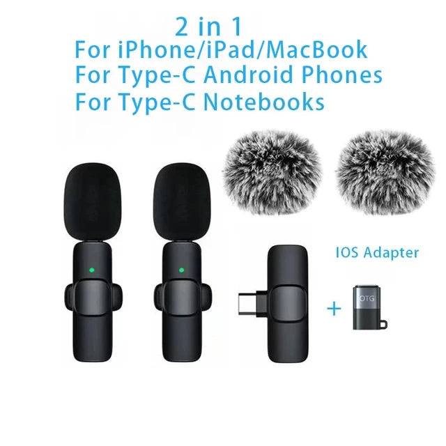 Wireless Lavalier Microphone for iPhone & Android with Noise Cancellation