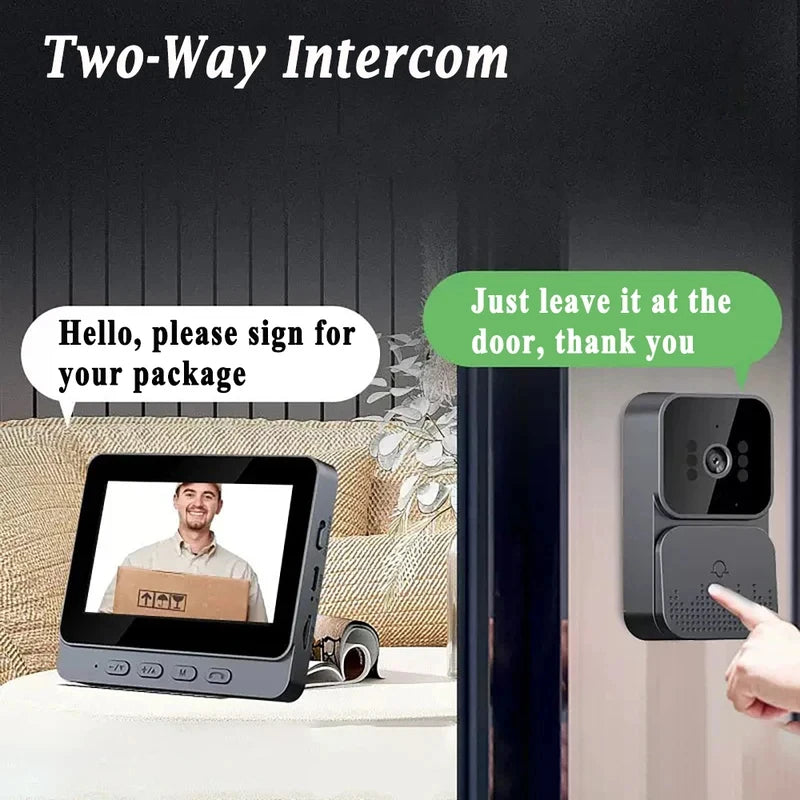 Smart WiFi Video Doorbell with 4.3" HD Screen & Night Vision