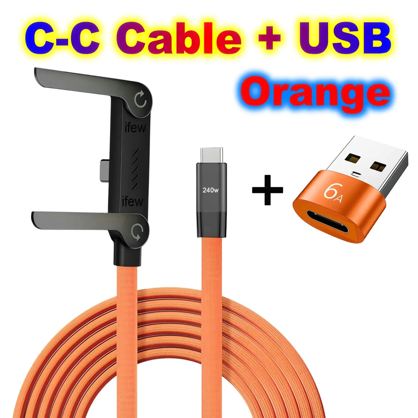 240W Fast Charging Cable with Foldable Stand