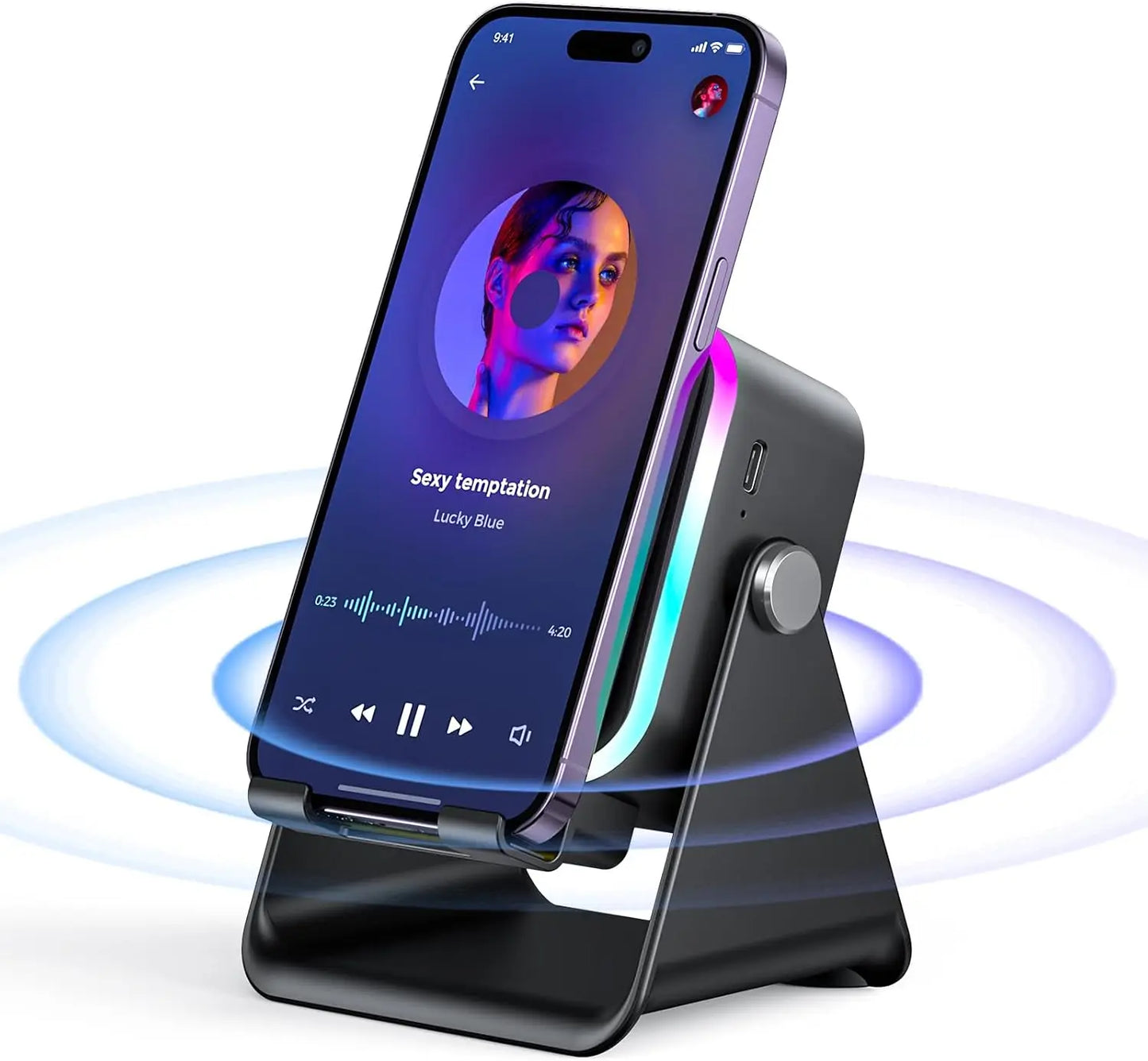 5-in-1 Universal Wireless Bluetooth Speaker Phone Stand with RGB Light