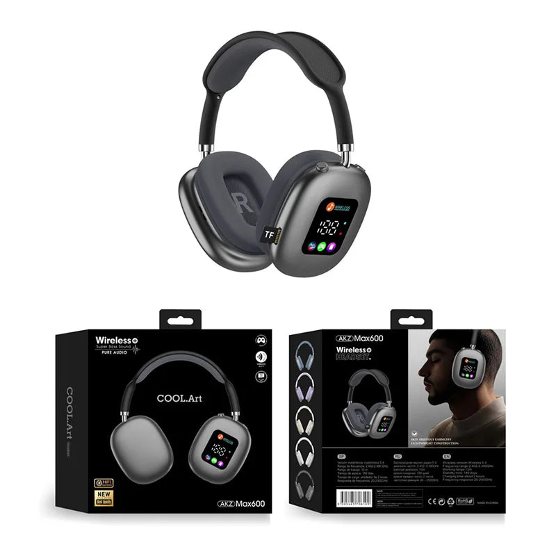 MAX600 Wireless ANC Headphones with Touch LED Display