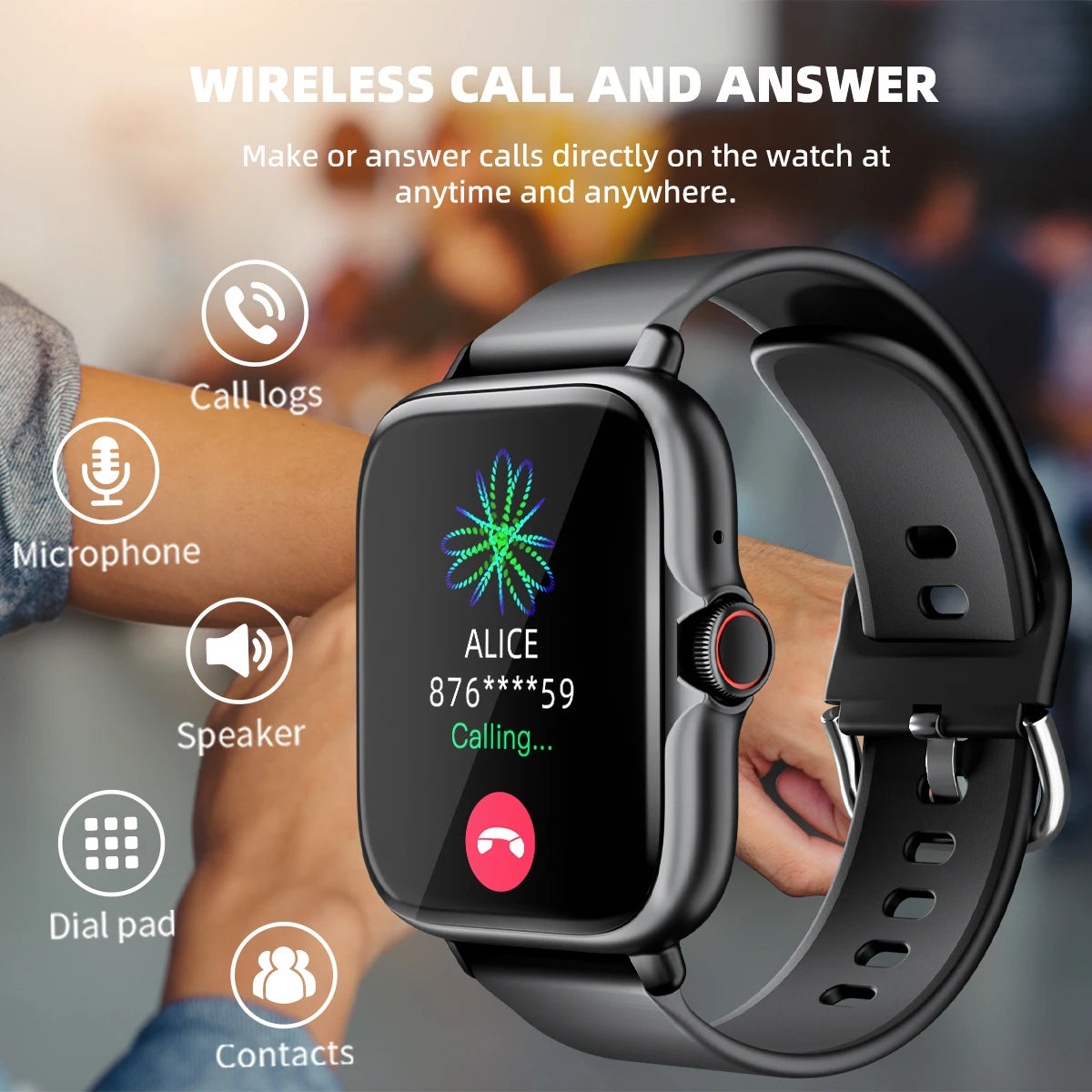 1.83" Waterproof Smart Watch – Calls, Sleep & Sports Tracker