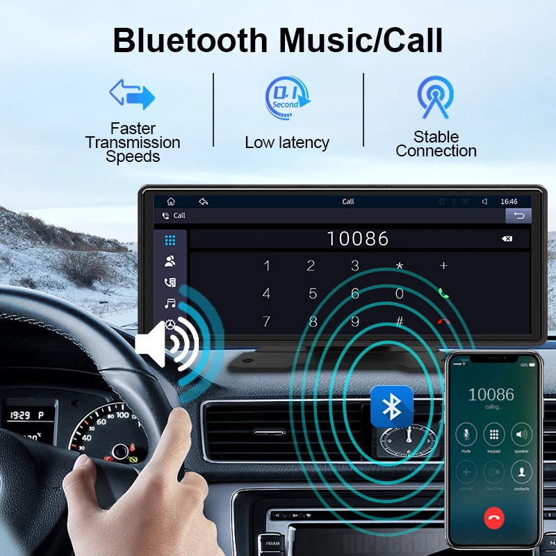 10.26" Wireless CarPlay & Android Auto Car Mirror Display