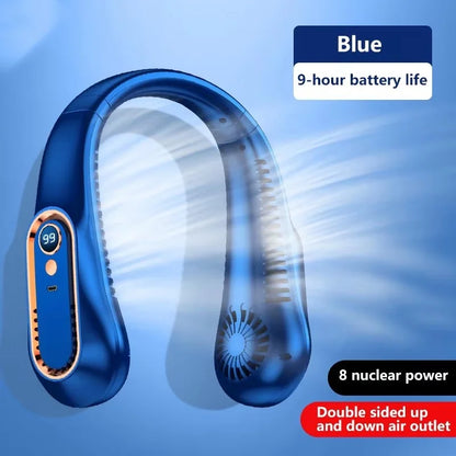 Bladeless Neck Fan – Rechargeable Portable Air Cooler with LED Display