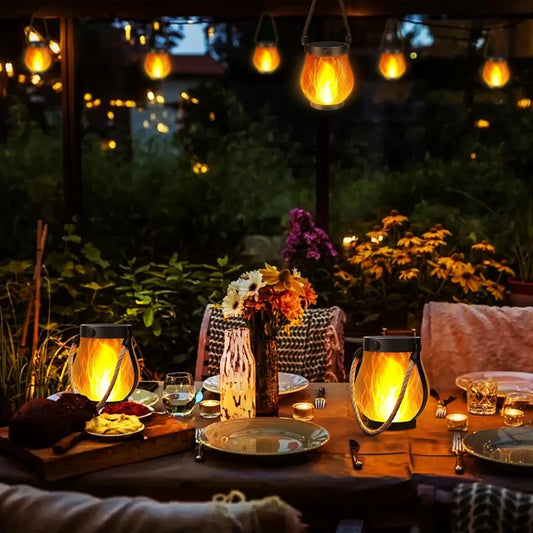 Solar Flame Rope Lantern – 3D Flickering Waterproof USB-C Rechargeable Lamp