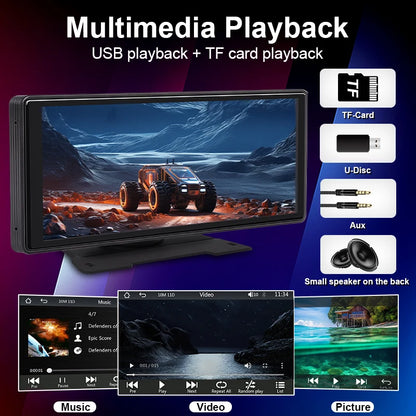 10.26" Wireless CarPlay & Android Auto Car Mirror Display