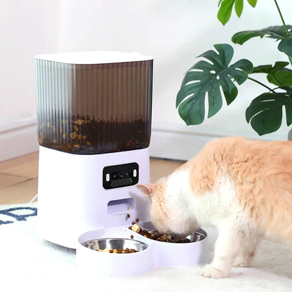 Smart Dual Bowl Pet Feeder with Camera