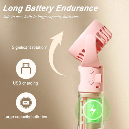 Portable 3-in-1 Mist Cooling Fan – USB Rechargeable Handheld Air Cooler