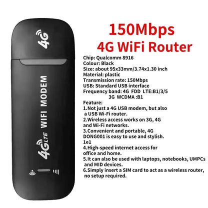 4G LTE USB Mobile WiFi Hotspot 150Mbps