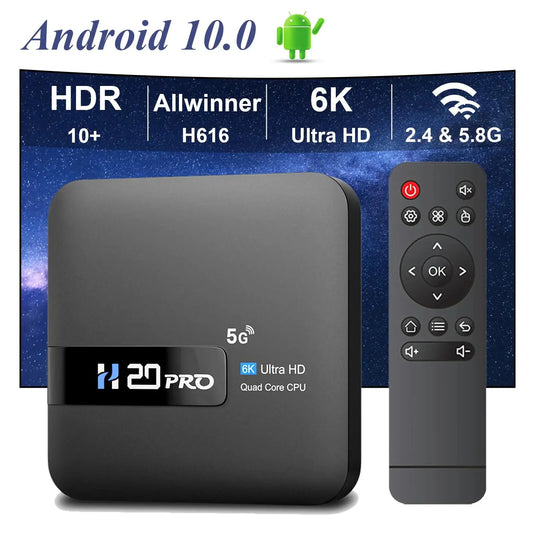 H20 Pro Android TV Box WiFi 6 4K Media Player