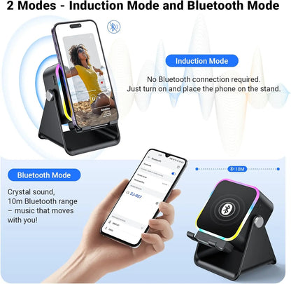 5-in-1 Universal Wireless Bluetooth Speaker Phone Stand with RGB Light