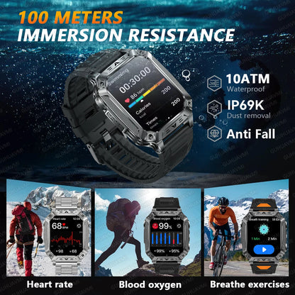 TANK Military GPS Smart Watch Men – 2.01" AMOLED, 1400mAh, 10ATM Waterproof