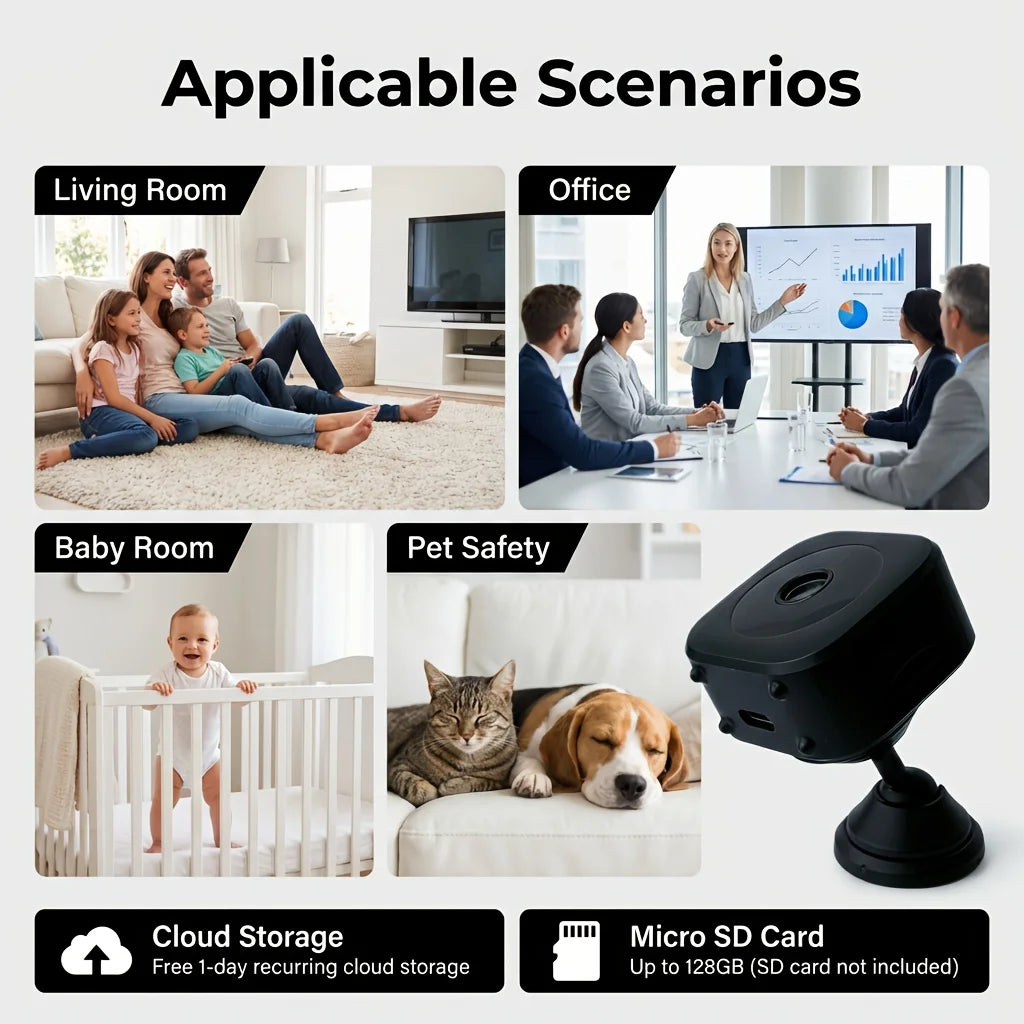 Mini HD WiFi Security Camera – Wireless Indoor Video & Audio Monitor