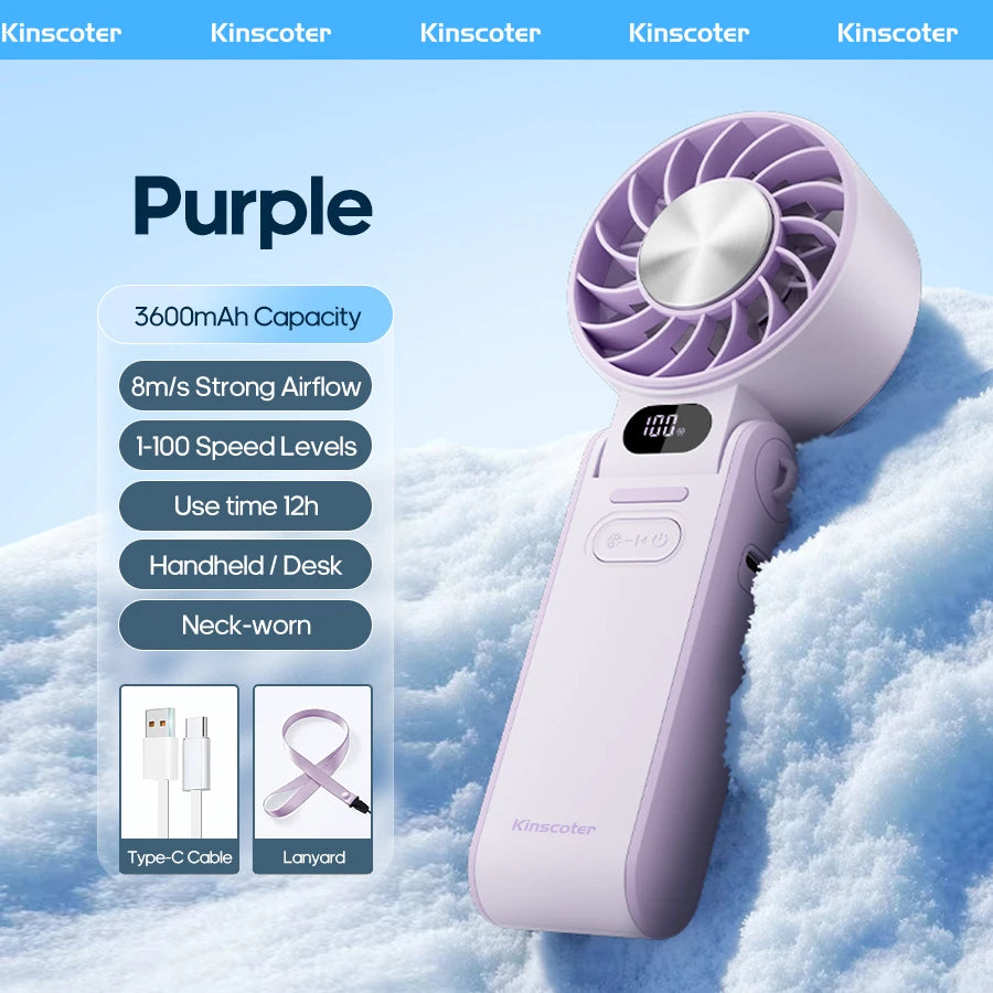 High-Speed Rechargeable Handheld Cooling Fan