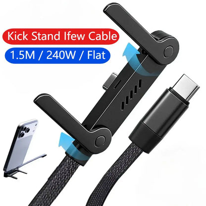 240W Fast Charging Cable with Foldable Stand