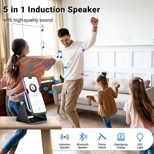 5-in-1 Universal Wireless Bluetooth Speaker Phone Stand with RGB Light