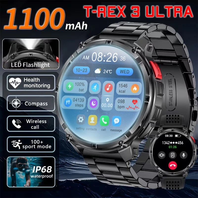 T-Rex 3 Ultra GPS Smart Watch for Men – Waterproof Sports Tracker