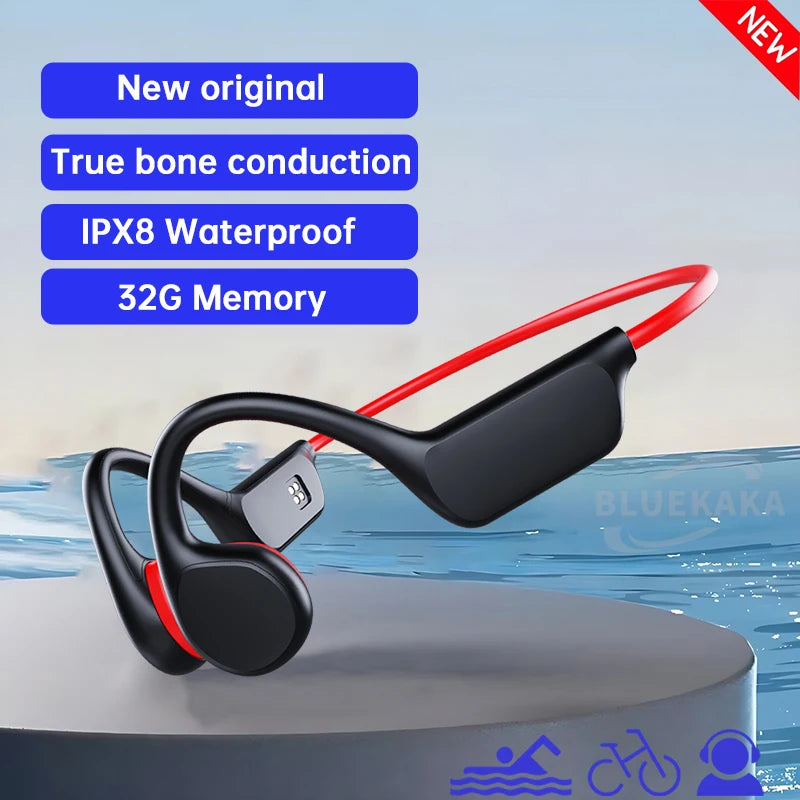 Bone Conduction Headphones – IPX8 Waterproof, 32GB MP3, Bluetooth 5.4