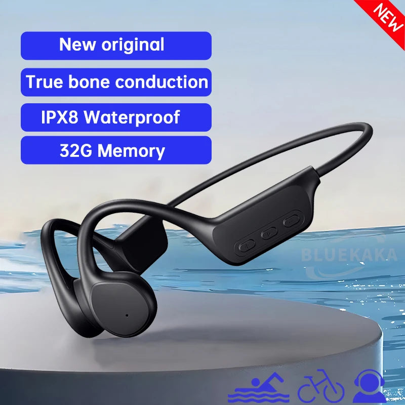 Bone Conduction Headphones – IPX8 Waterproof, 32GB MP3, Bluetooth 5.4